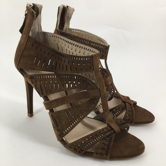 ZARA Brown Suede Caged Stiletto Sandal Size 9 - Picture 7 of 7